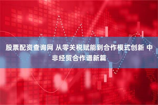股票配资查询网 从零关税赋能到合作模式创新 中非经贸合作谱新篇